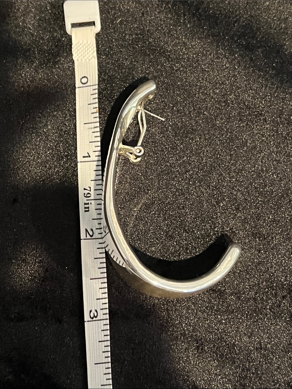 Polished Sterling Silver Hoop Earrings - Large - Picture 5 of 6